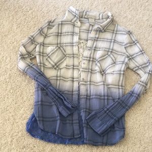 ombré laced plaid shirt